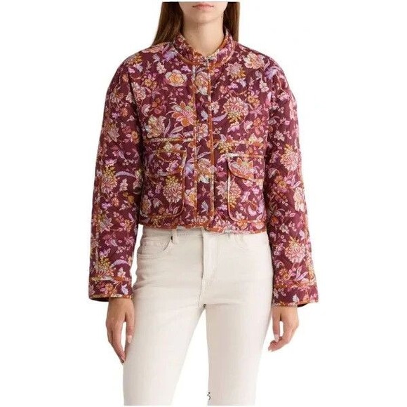 Avec Les Filles Floral Multicolor Cropped Quilted Barn Jacket Size S Small NWT!! - Picture 1 of 7